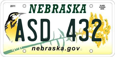 NE license plate ASD432