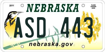 NE license plate ASD443