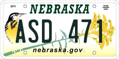 NE license plate ASD471