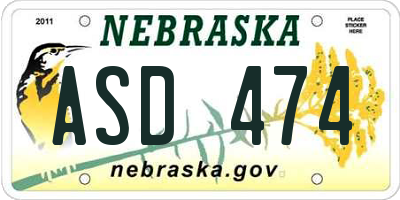 NE license plate ASD474