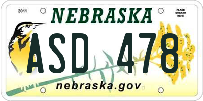 NE license plate ASD478