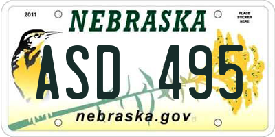 NE license plate ASD495