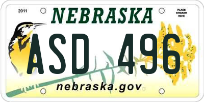 NE license plate ASD496