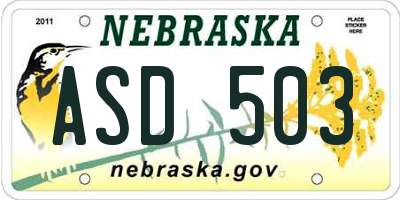 NE license plate ASD503