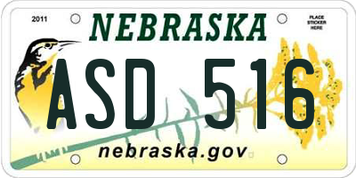 NE license plate ASD516