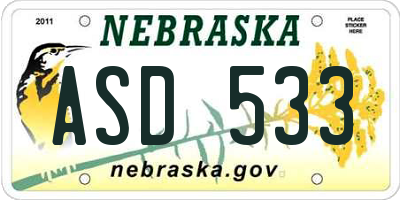 NE license plate ASD533