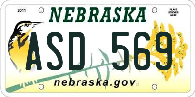 NE license plate ASD569