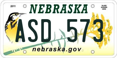 NE license plate ASD573