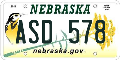 NE license plate ASD578