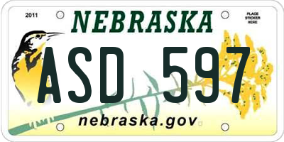NE license plate ASD597