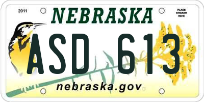 NE license plate ASD613