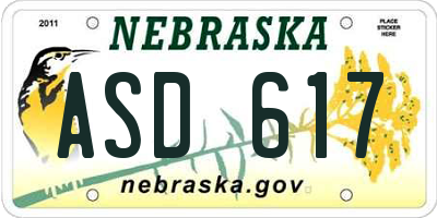 NE license plate ASD617