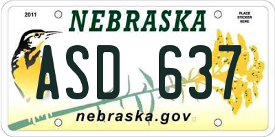 NE license plate ASD637