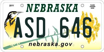 NE license plate ASD646
