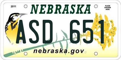 NE license plate ASD651