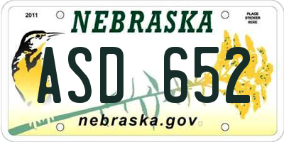 NE license plate ASD652