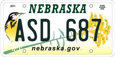 NE license plate ASD687