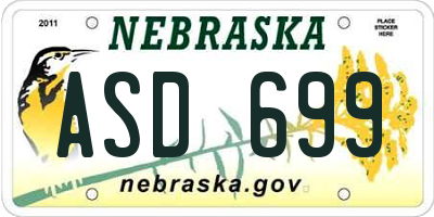 NE license plate ASD699