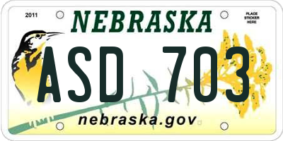 NE license plate ASD703