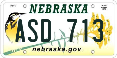 NE license plate ASD713