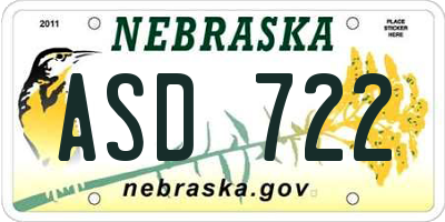 NE license plate ASD722