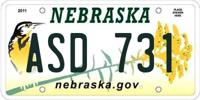 NE license plate ASD731