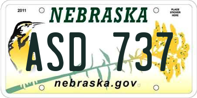 NE license plate ASD737