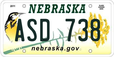 NE license plate ASD738