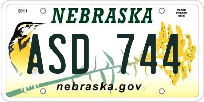 NE license plate ASD744