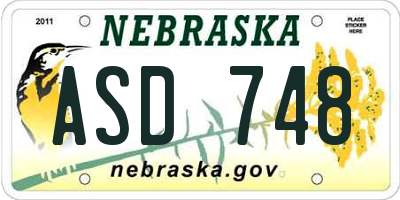 NE license plate ASD748