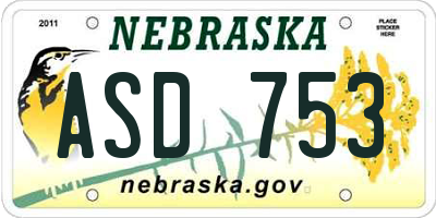 NE license plate ASD753