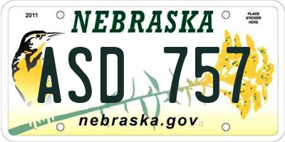 NE license plate ASD757