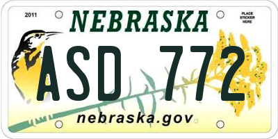 NE license plate ASD772