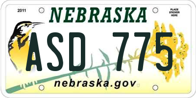 NE license plate ASD775