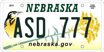 NE license plate ASD777