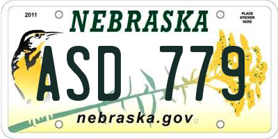 NE license plate ASD779