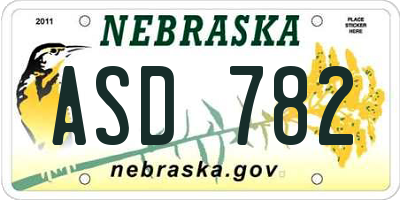 NE license plate ASD782