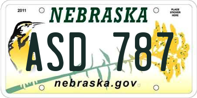 NE license plate ASD787