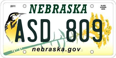 NE license plate ASD809