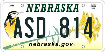 NE license plate ASD814