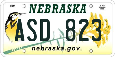 NE license plate ASD823