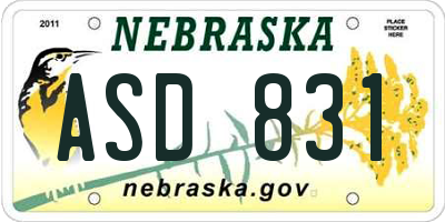 NE license plate ASD831