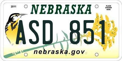 NE license plate ASD851
