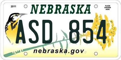 NE license plate ASD854