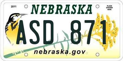 NE license plate ASD871