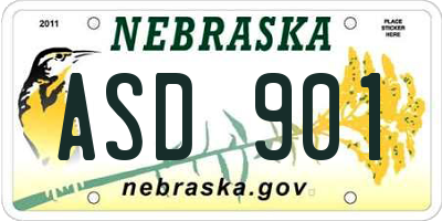 NE license plate ASD901