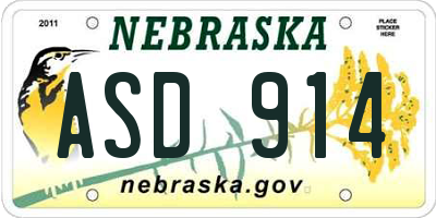 NE license plate ASD914
