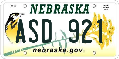 NE license plate ASD921