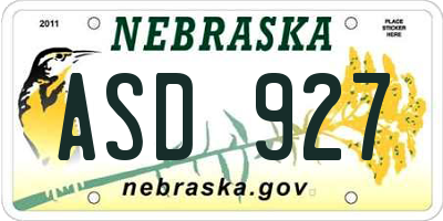 NE license plate ASD927