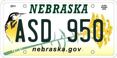 NE license plate ASD950
